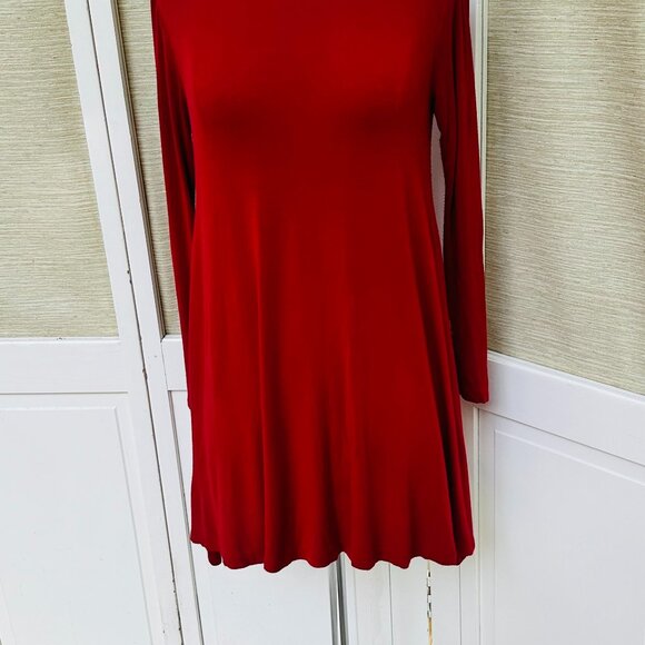 Red Swing Dress Mini Dress Women's Size Small Long Sleeved Swing Dress - Picture 3 of 5
